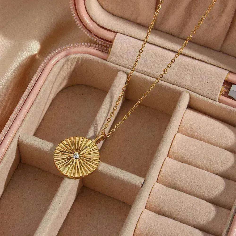 Fashion Stainless Steel Round Brand Pendant Women's Necklace - EX-STOCK Canada