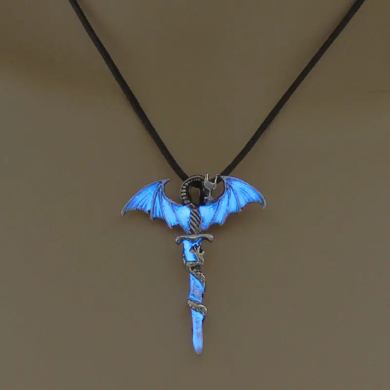 Fashion Trendy Men's Domineering Luminous Flame Dragon Necklace - EX-STOCK Canada