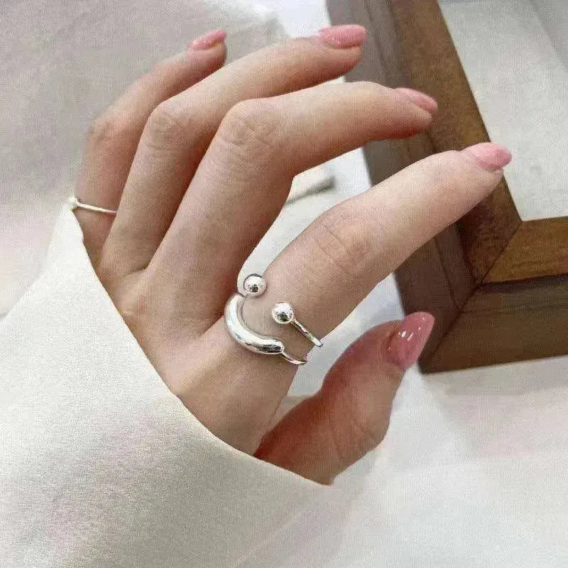 Modischer Schmuck Einstellbarer Ring mit offenem Ende Smiley Niedliches Glückliches Gesicht Ring - EX-STOCK CANADA