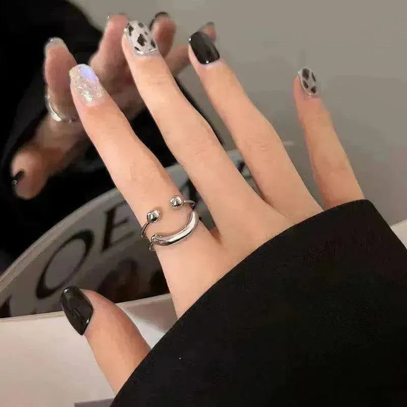 Modischer Schmuck Einstellbarer Ring mit offenem Ende Smiley Niedliches Glückliches Gesicht Ring - EX-STOCK CANADA