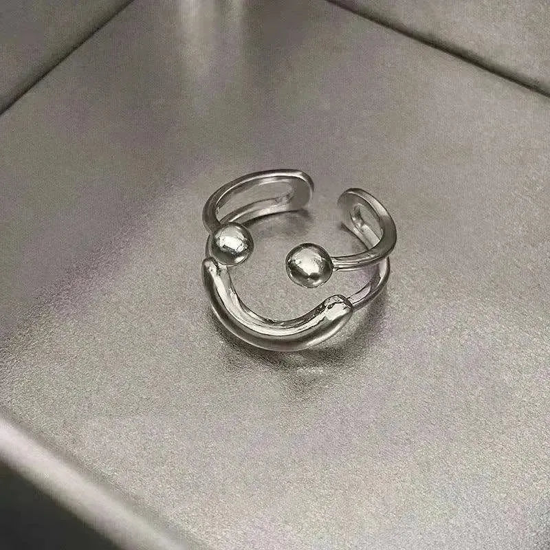 Modischer Schmuck Einstellbarer Ring mit offenem Ende Smiley Niedliches Glückliches Gesicht Ring - EX-STOCK CANADA