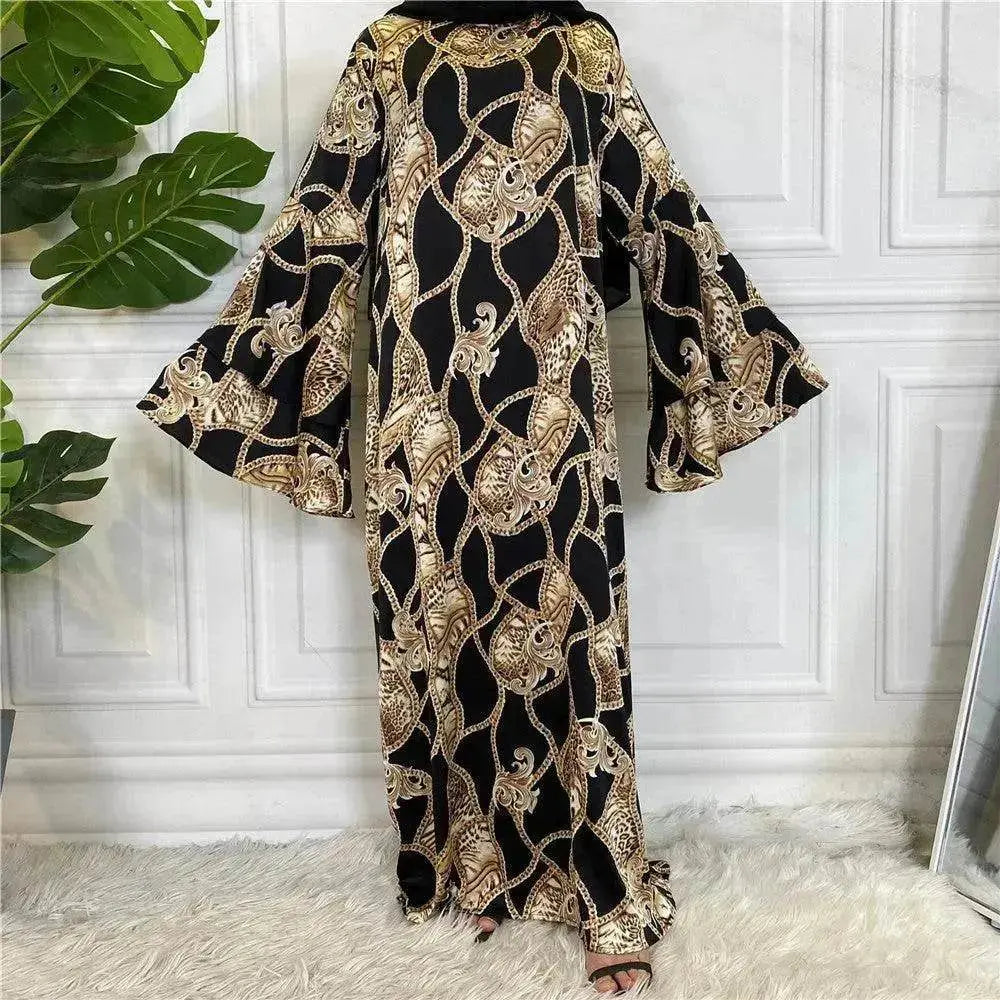 Fashionable Printed Large Lace Up Arab Dress - EX-STOCK Canada