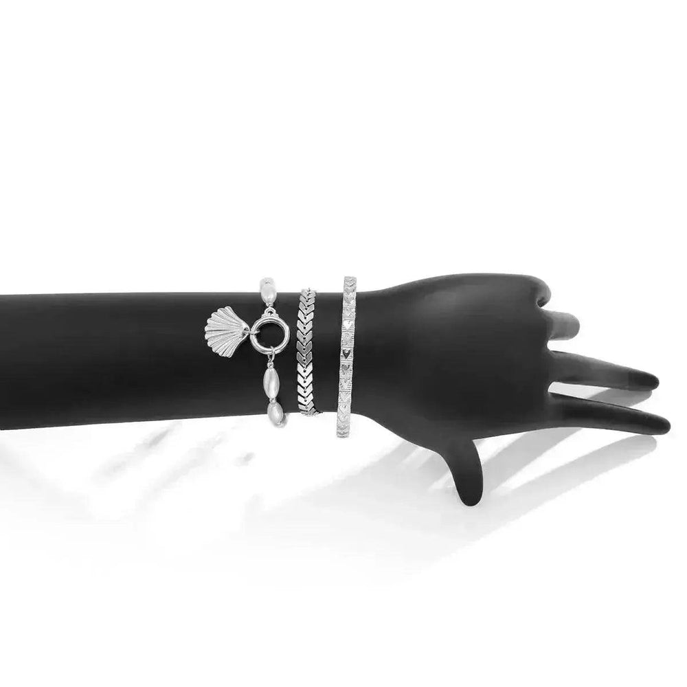 Pulsera Colgante de Concha de Metal Vintage con Perla Falsa - EX-STOCK Canada