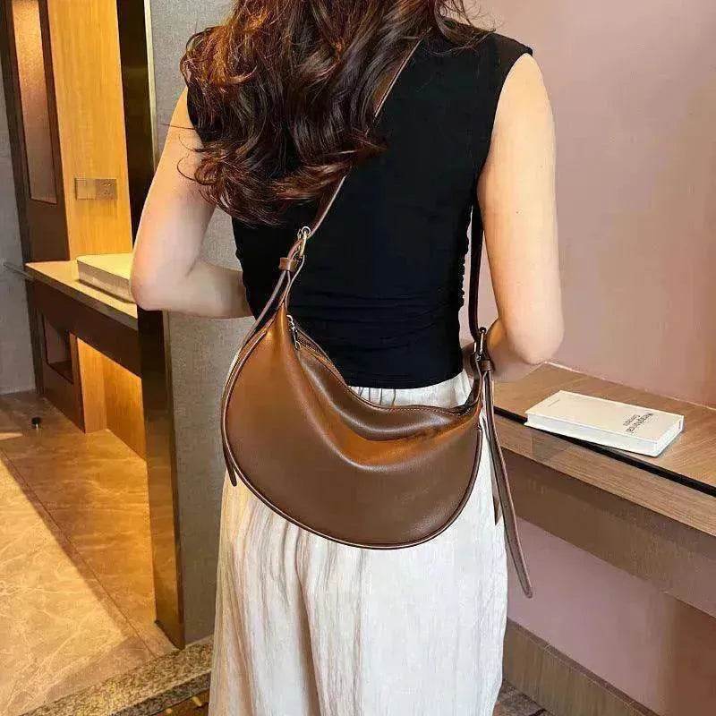 Female's Fashionable Moon Shape Underarm Solid Color Small Shoulder Bag - EX-STOCK Canada
