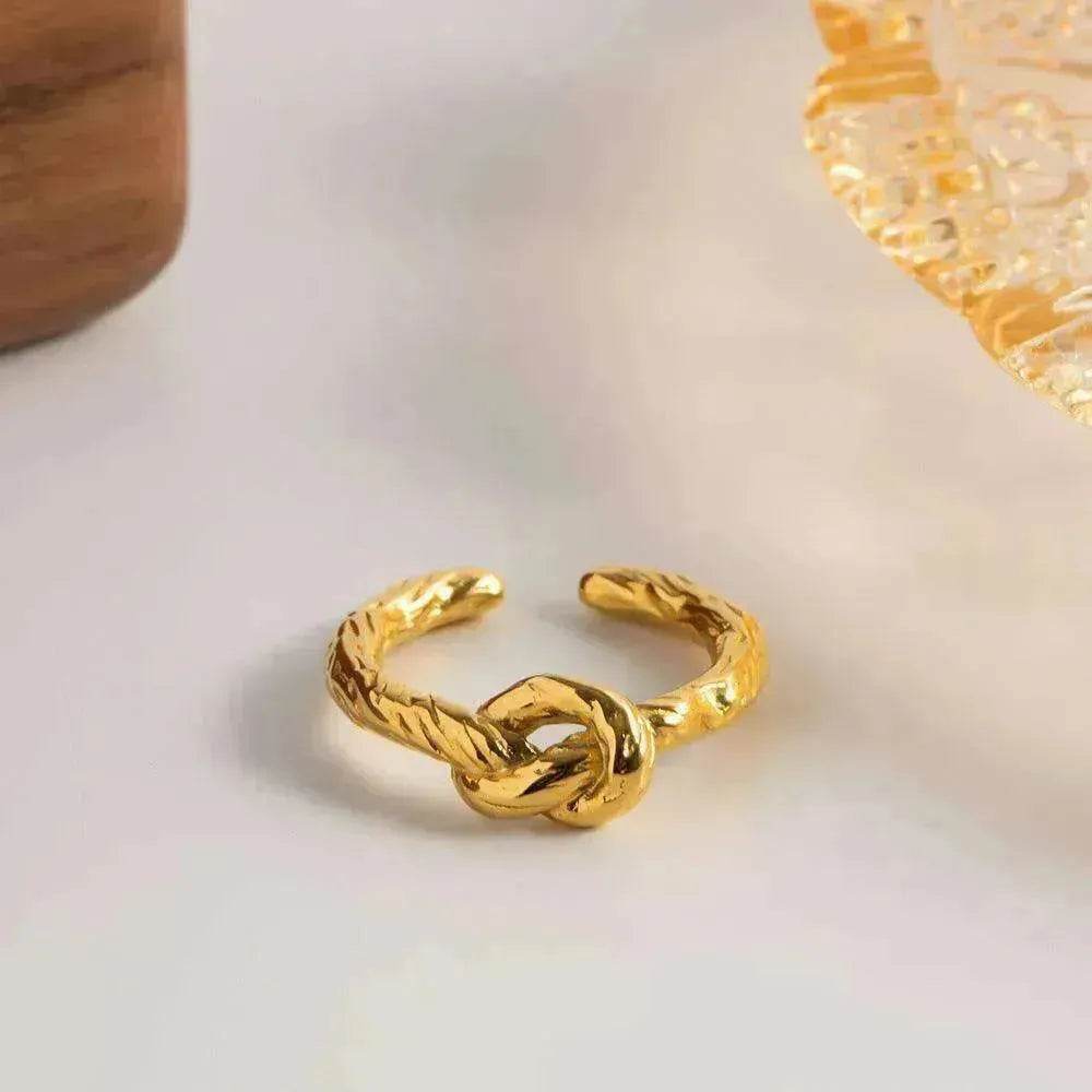 Female's New Stainless Steel Twist Fried Dough Knot Opening Ring - EX-STOCK Canada