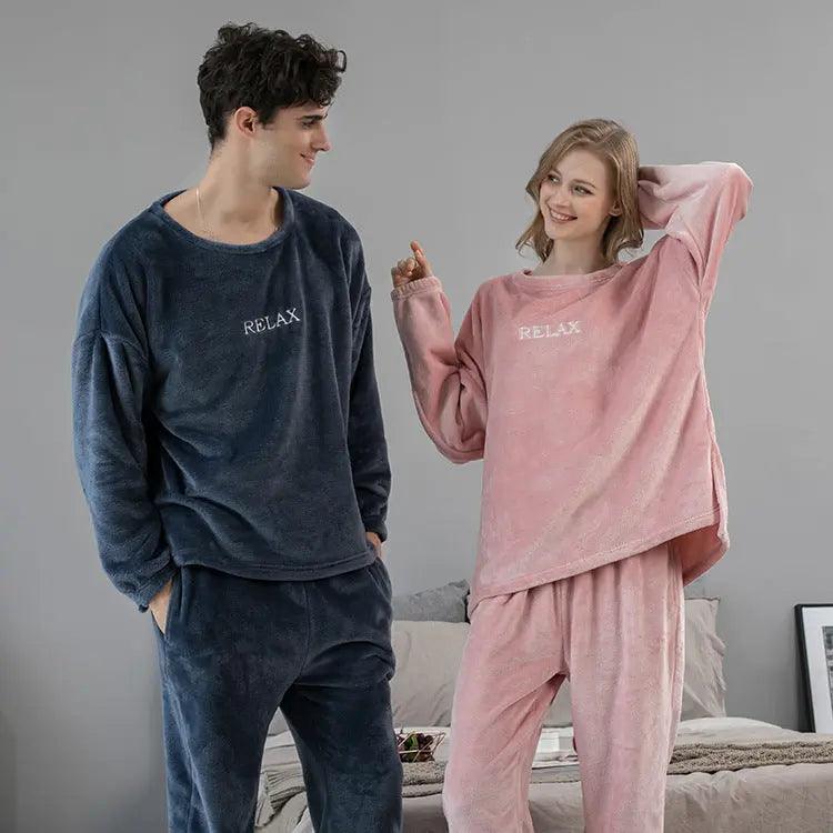 Flannel Pajamas Sets Winter Home Clothes For Women Men Sleepwear Couple - EX-STOCK Canada
