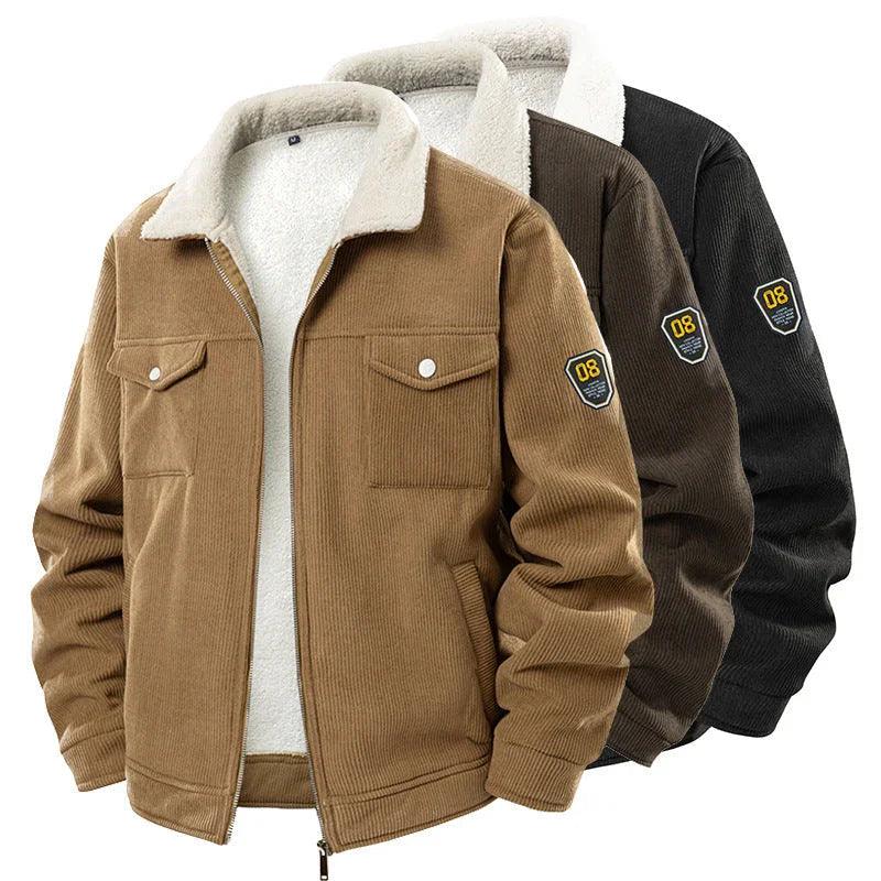 Fleece-lined Thickened Fashionable Lapel Workwear Lambswool Men's Coat EX-STOCK Canada