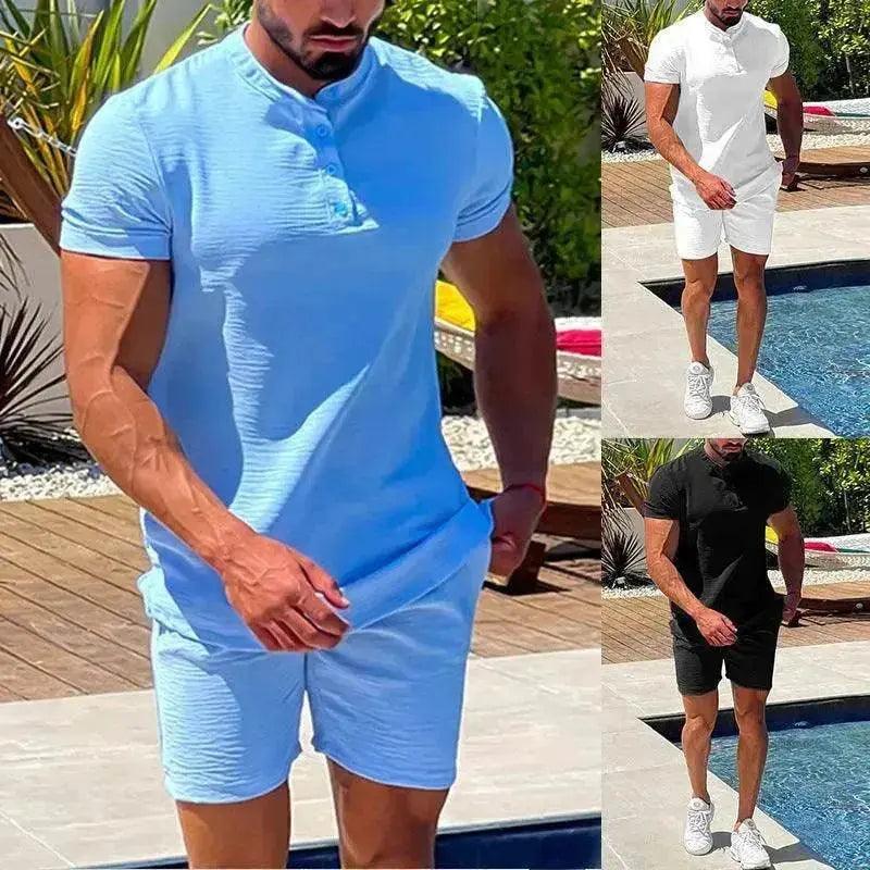 Außenhandel Herren Kurzarm Shorts Zweiteiliges Grenzüberschreitendes Anzug Großhandel - EX-STOCK Canada