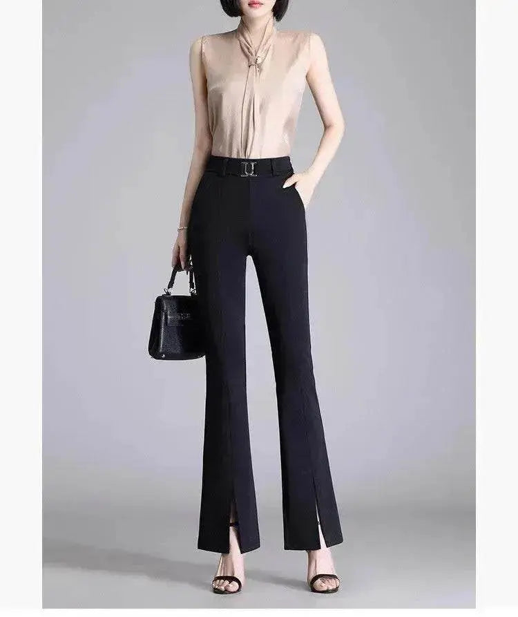 Formal Office Work High-Waisted Wide-Leg trouser Pants for Women - EX-STOCK Canada