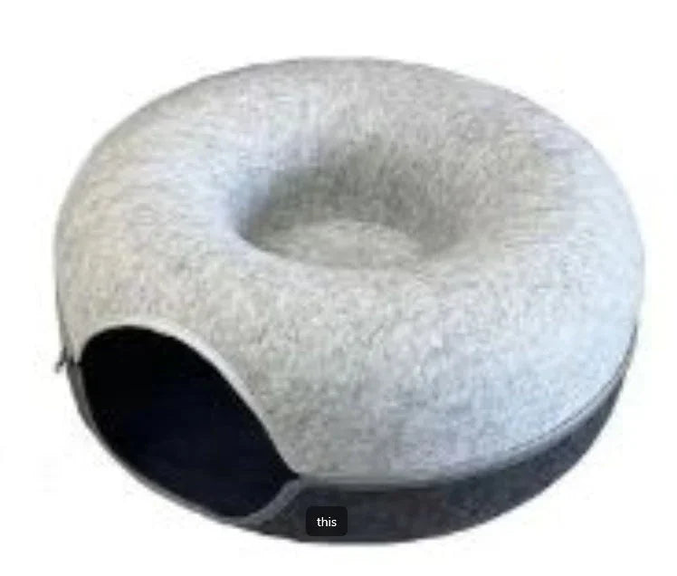 Four Seasons Available Cat Nest Round Woolen Felt Pet Dual-use Cat Nest Tunnel Interactive Training Toy Grey Felt Cat Nest EX-STOCK Canada