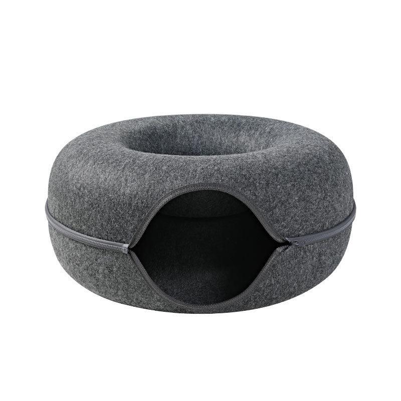 Four Seasons Available Cat Nest Round Woolen Felt Pet Dual-use Cat Nest Tunnel Interactive Training Toy Grey Felt Cat Nest EX-STOCK Canada