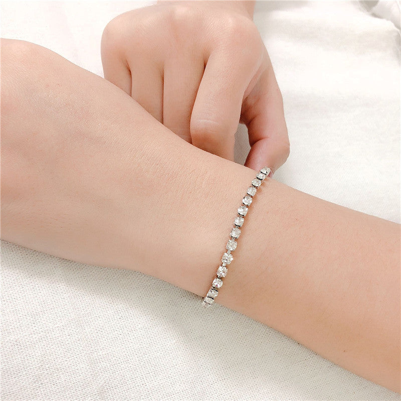 Bracelet en cristal de diamant complet 2,5 mm seule rangée Rond Zircon Tennis Hip HopEX-STOCK Canada