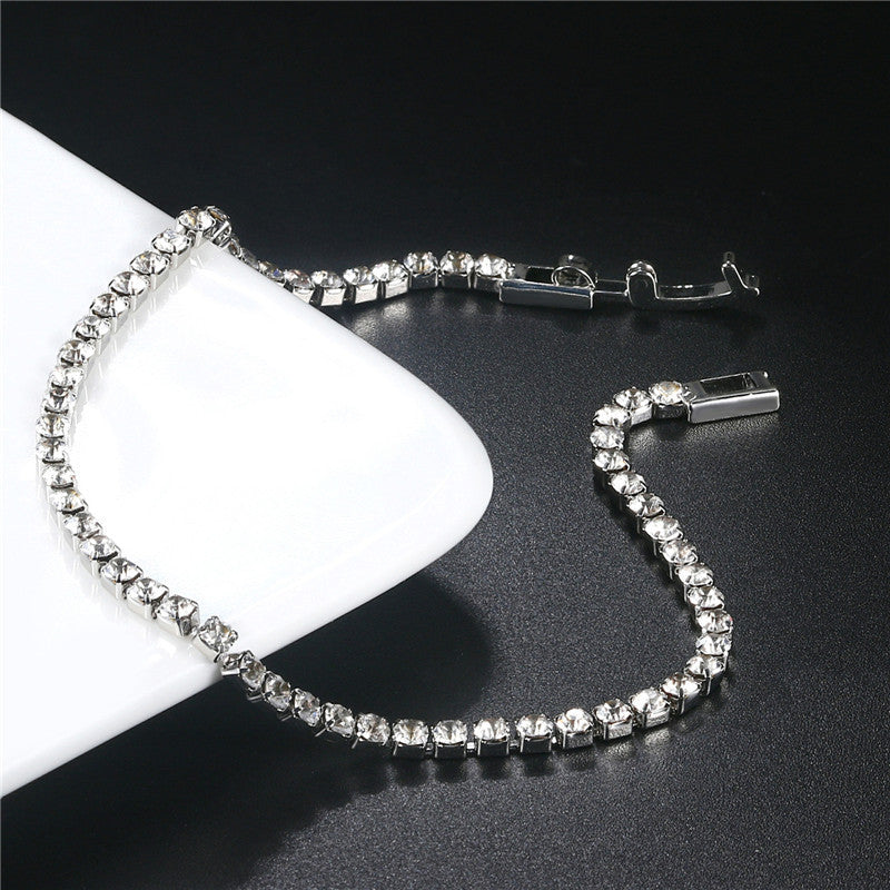 Bracelet en cristal de diamant complet 2,5 mm seule rangée Rond Zircon Tennis Hip HopEX-STOCK Canada