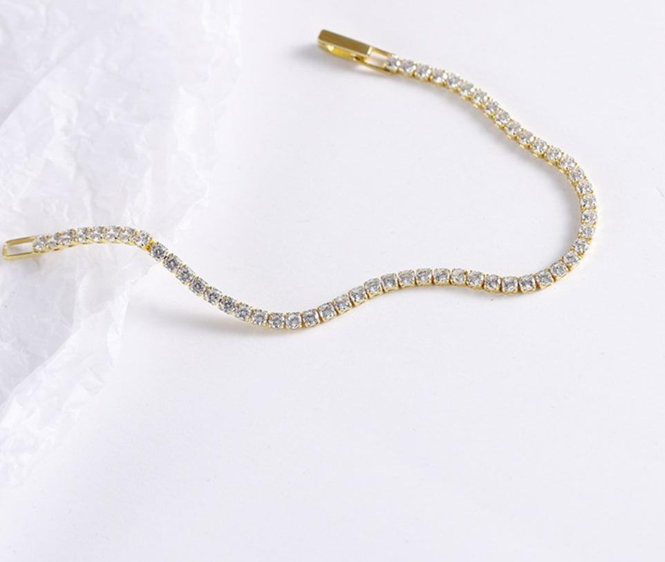 Bracelet en cristal de diamant complet 2,5 mm seule rangée Rond Zircon Tennis Hip HopEX-STOCK Canada