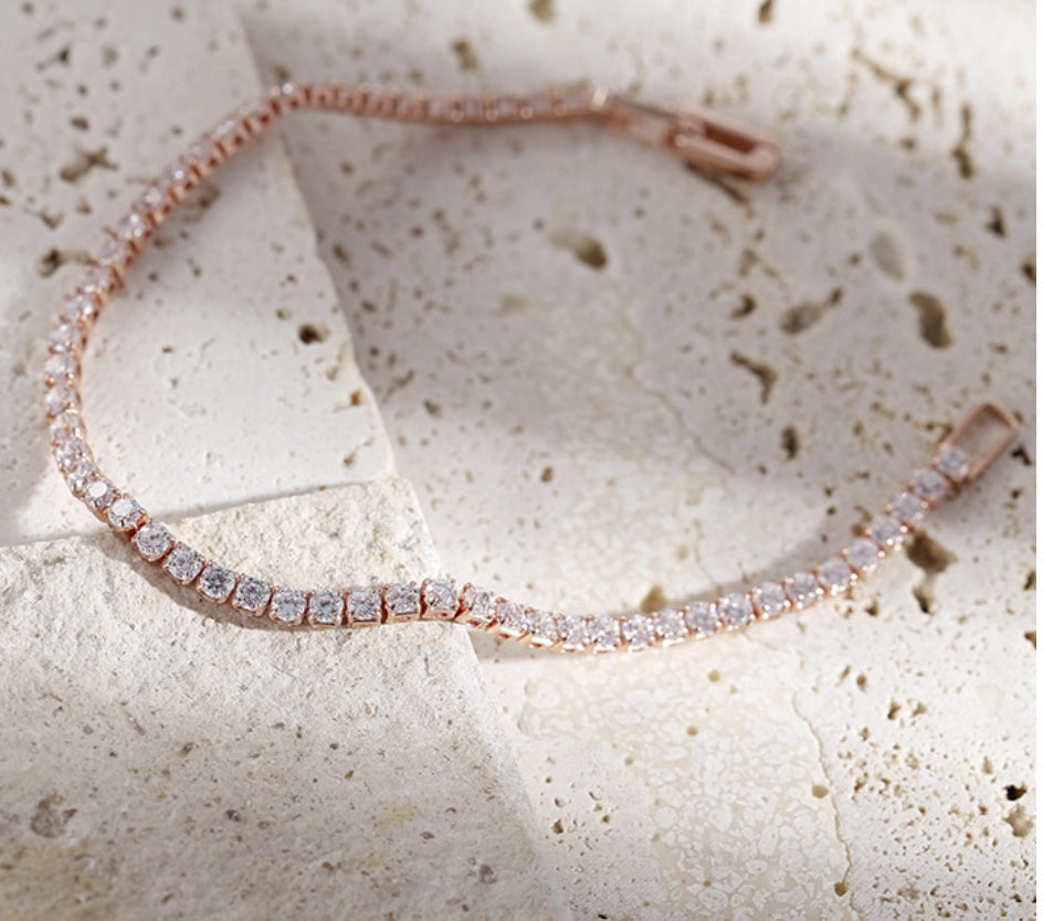 Bracelet en cristal de diamant complet 2,5 mm seule rangée Rond Zircon Tennis Hip HopEX-STOCK Canada