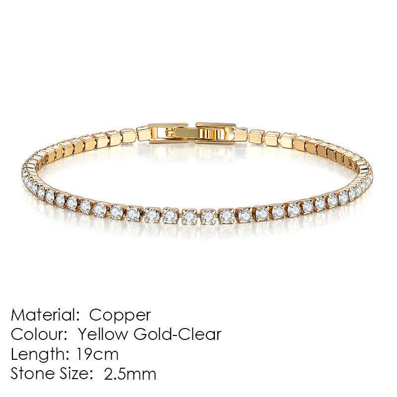 Bracelet en cristal de diamant complet 2,5 mm seule rangée Rond Zircon Tennis Hip HopEX-STOCK Canada