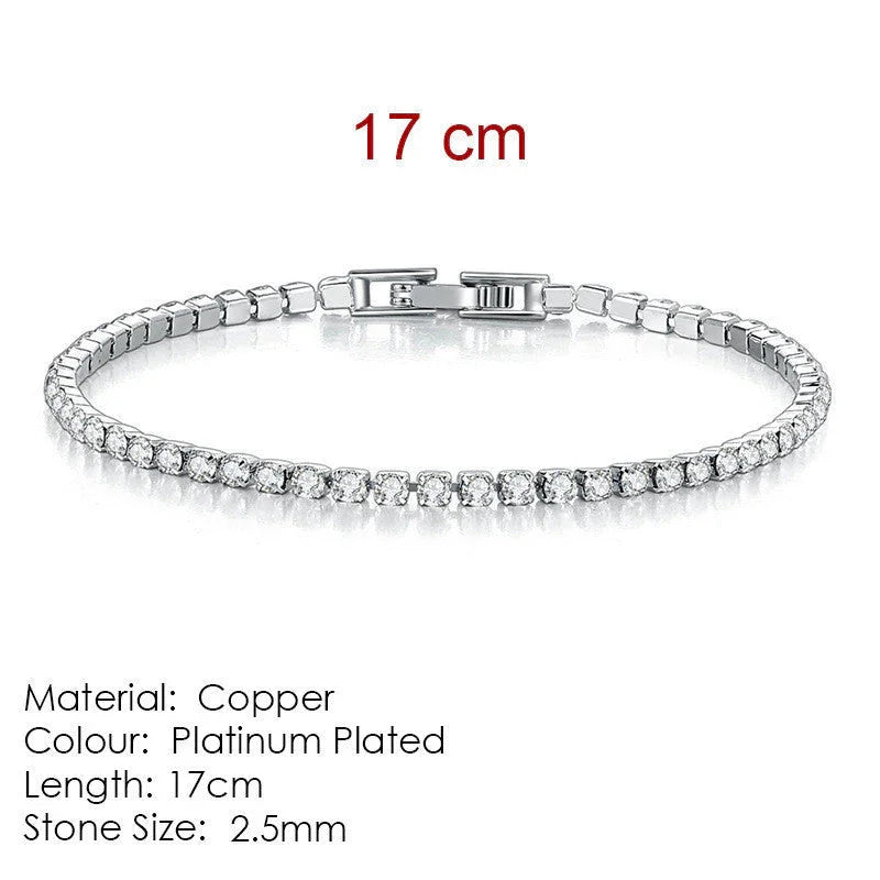 2.5mm Single Row Full Diamond Crystal Bracelet Round Zircon Tennis Hip Hop EX-STOCK Canada
