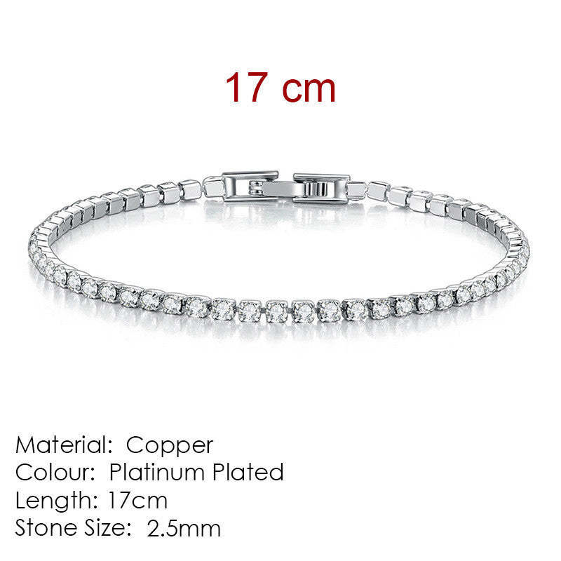 2.5mm Single Row Full Diamond Crystal Bracelet Round Zircon Tennis Hip Hop EX-STOCK Canada