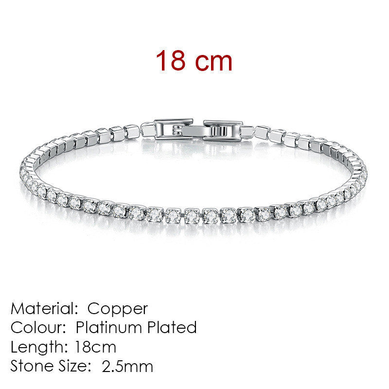 Bracelet en cristal de diamant complet 2,5 mm seule rangée Rond Zircon Tennis Hip HopEX-STOCK Canada
