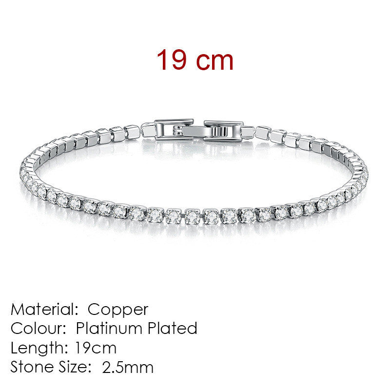 2.5mm Single Row Full Diamond Crystal Bracelet Round Zircon Tennis Hip Hop EX-STOCK Canada