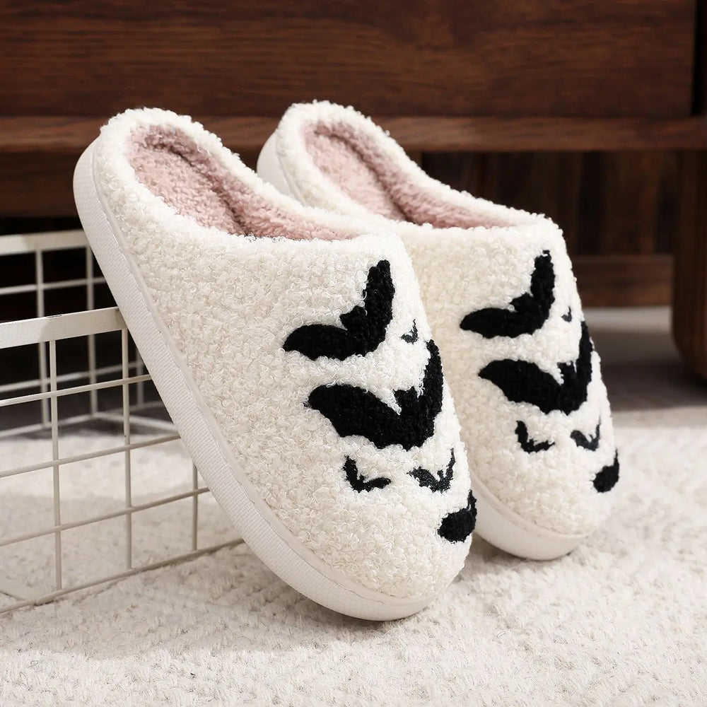 Funny Bat Slipper Halloween Pumpkin Flat Indoor House Shoes For Women Men Soft Plush Cozy Horror Fashion Halloween Gifts - EX-STOCK Canada