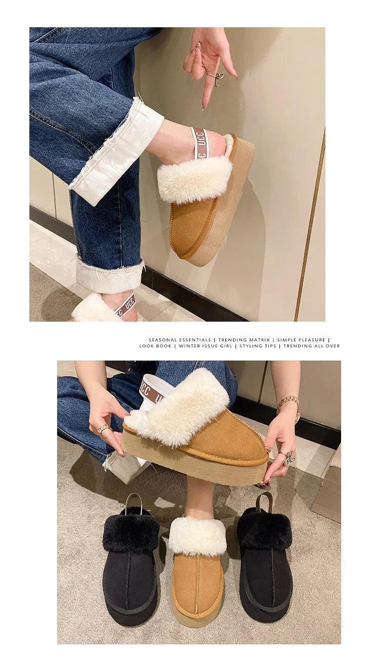Fur Integrated Platform Snow Boots Toe Cap Non-slip EX-STOCK Canada