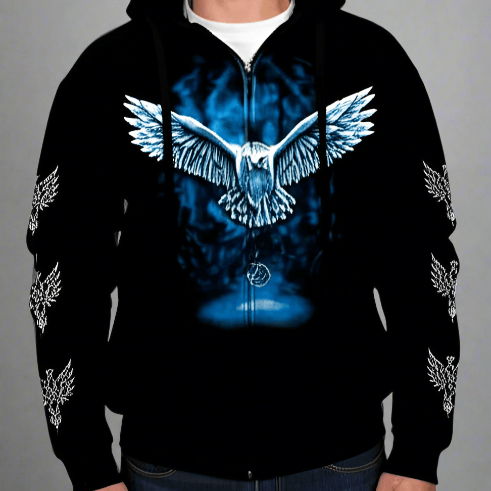Felpa con cappuccio con zip da uomo J&L Imports con gufoEX-STOCK Canada
