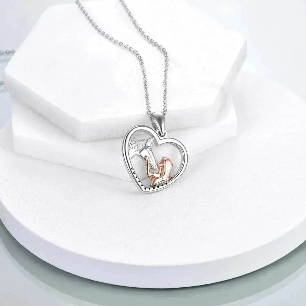 Girls and Horse Pendant Necklace Sterling Silver Gifts for Women Girls - EX-STOCK Canada