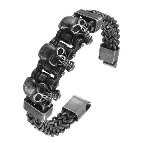GoSteel 3 Skull Bracelet EX-STOCK Canada