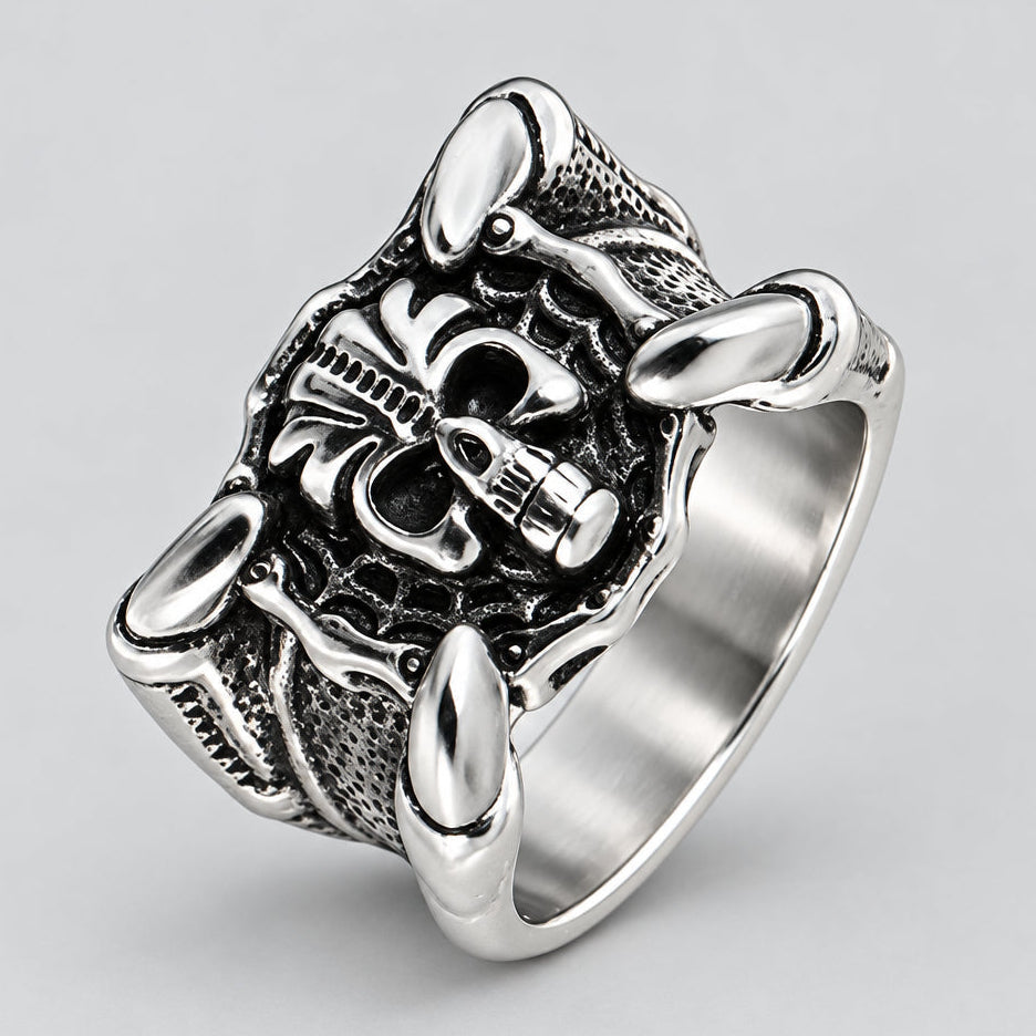 GoSteel Men's Bike Chain & Skull Ring | Stainless Steel Ring
