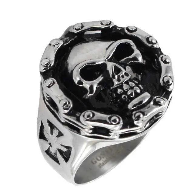 Anillo Gótico de Calavera para Hombre GoSteel con Cadena de BicicletaEX-STOCK Canada