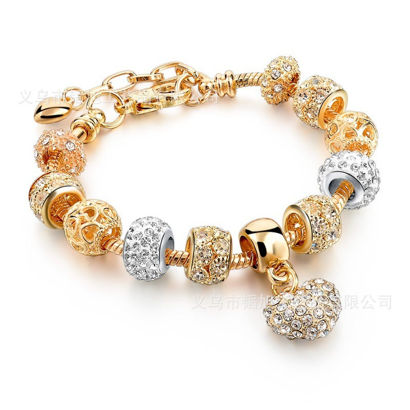 Gold Snake Chain Crystal Heart Bracelet EX-STOCK Canada