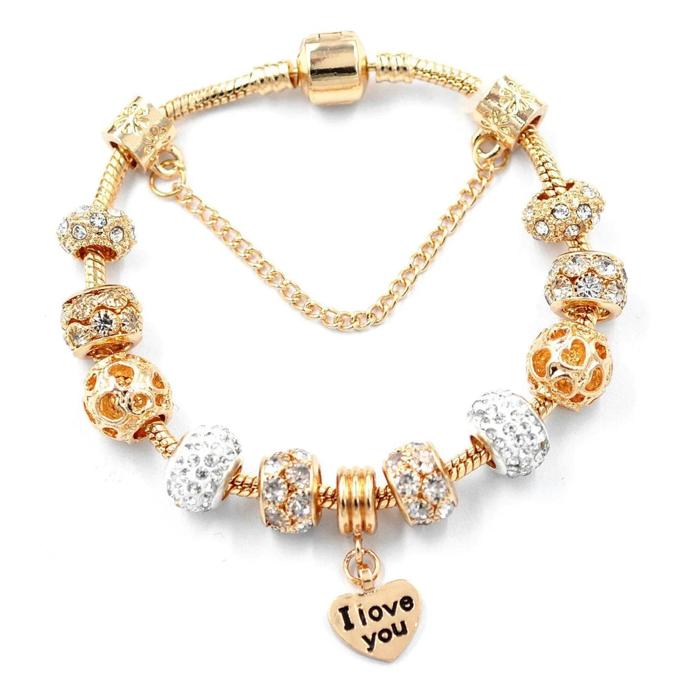 Gold Snake Chain Crystal Heart Bracelet EX-STOCK Canada