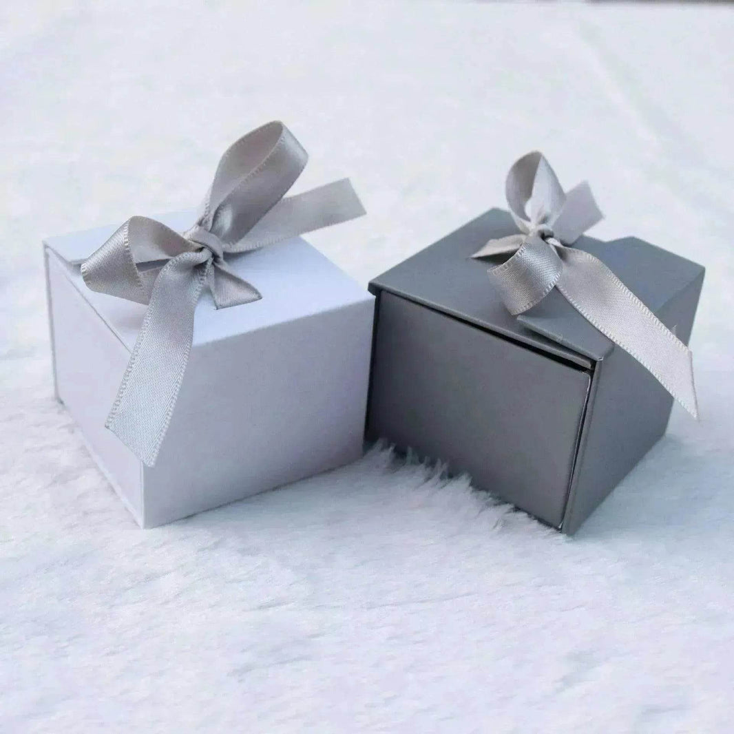 Gray White Ribbon Bowknot Jewelry Box - EX-STOCK Canada