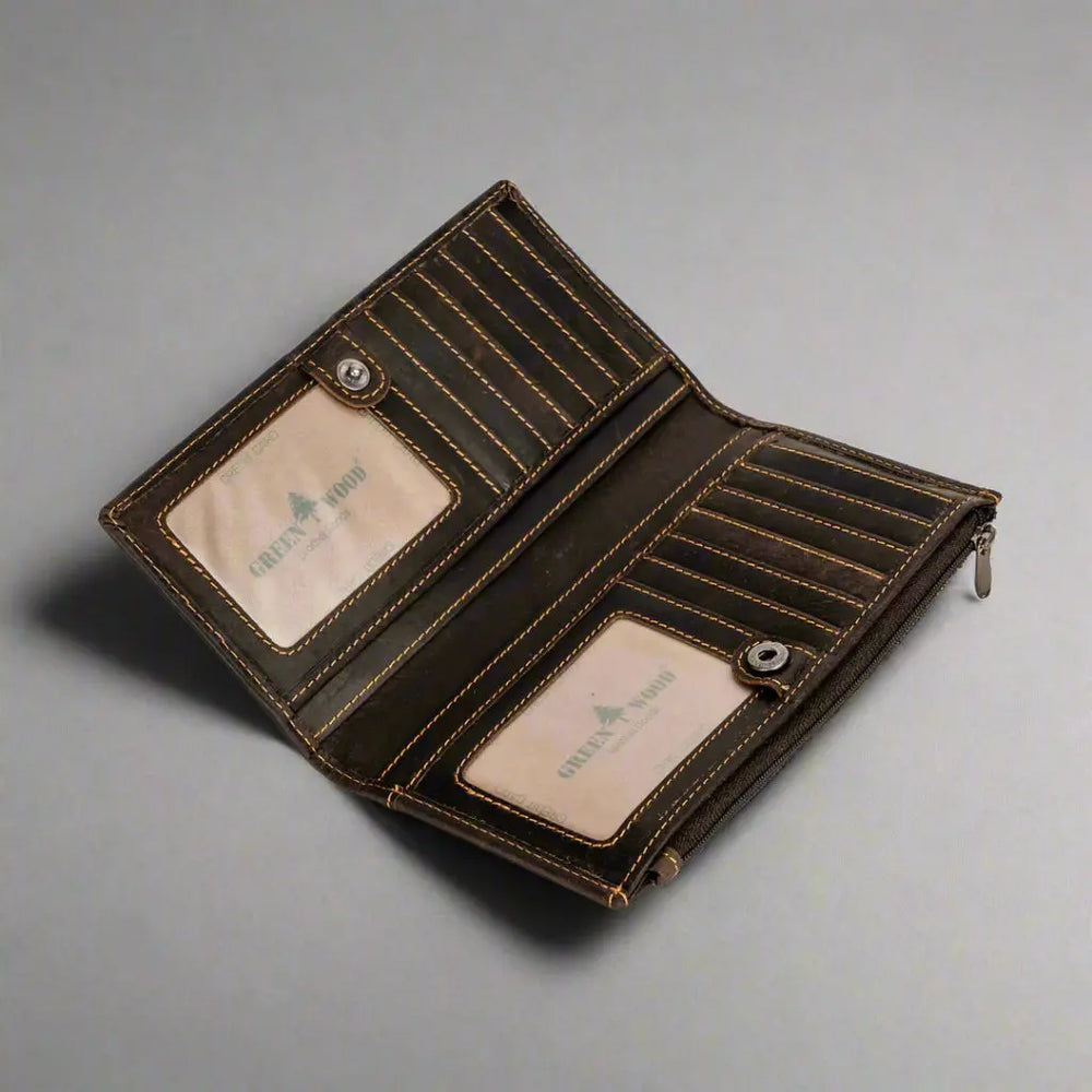 محفظة غرينوود للجلد مزودة بتقنية RFID وجيب بسحابEX-STOCK Canada