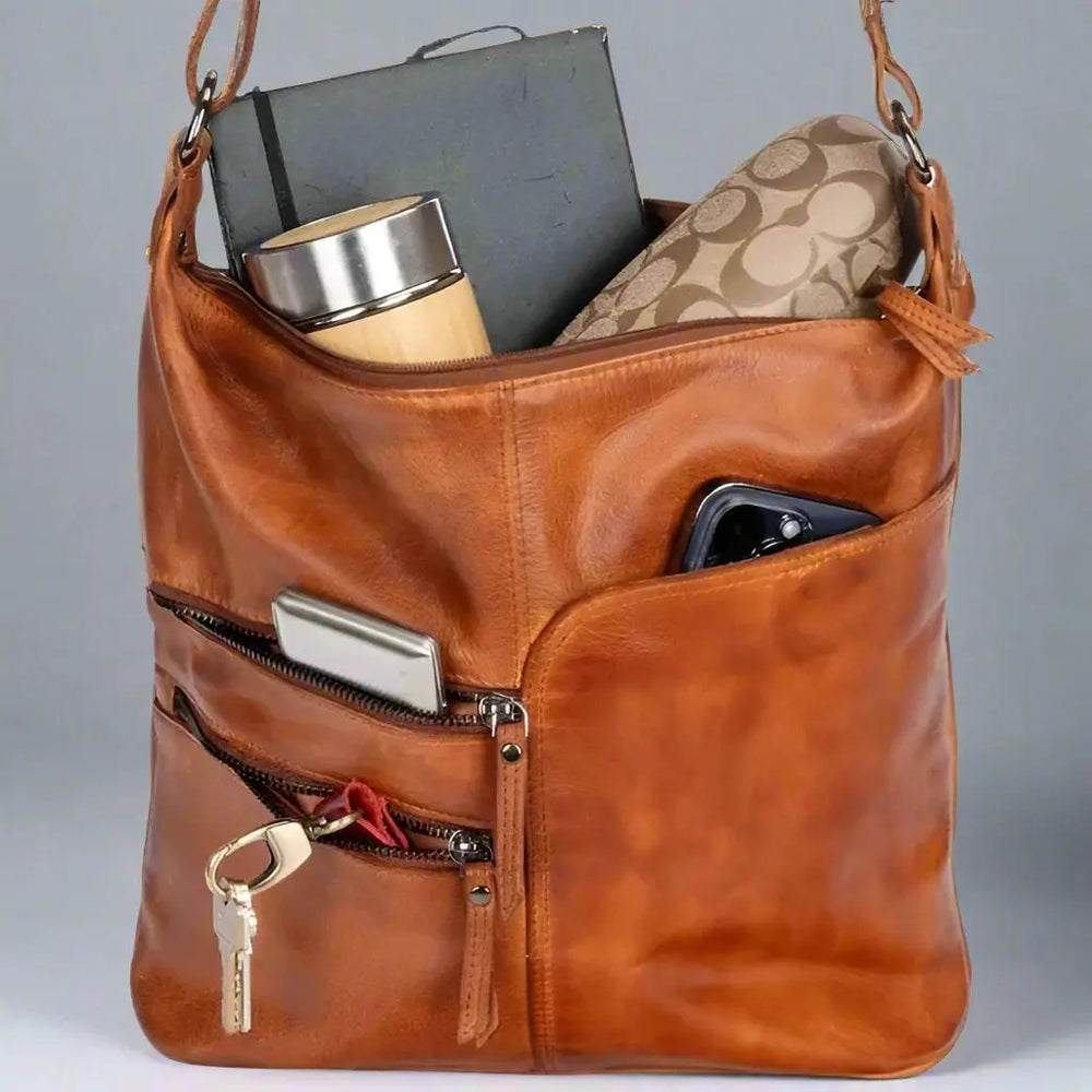 Greenwood Leather Shoulder Bag with 2 Zip Pockets EX-STOCK Canada