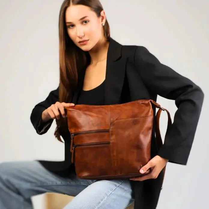 Greenwood Leather Shoulder Bag with 2 Zip Pockets EX-STOCK Canada