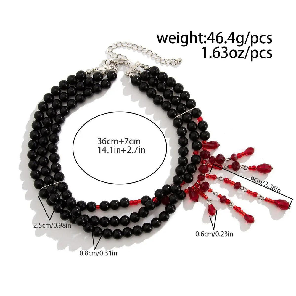 Collier Halloween avec pampille en perle et cristal en forme de goutte de sang - EX-STOCK Canada