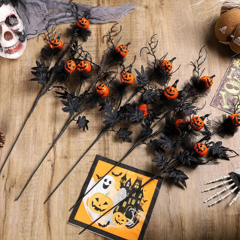 Halloween Decorations Black Horror Pumpkin Twig Cutting Bouquet - EX-STOCK Canada