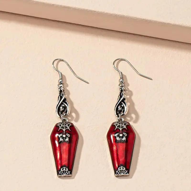 Orecchini di Halloween Stile Ins Pipistrello Rosso Ragno Orecchini Retrò Gioielli - EX-STOCK Canada