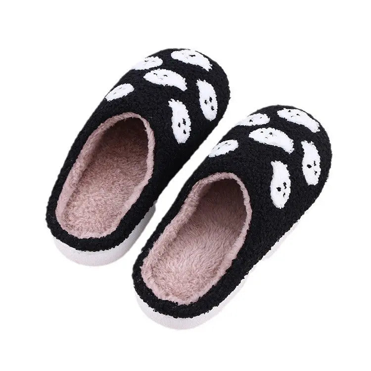 Halloween Funny Spider Ghost Scary Flat Indoor House Shoes For Women Men Soft Plush Cozy Horror Halloween Gifts - EX-STOCK Canada