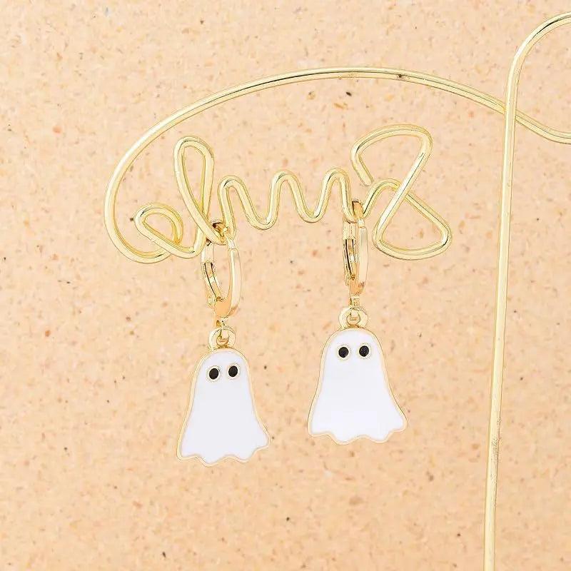Boucles d'oreilles fantôme d'Halloween pour femmes Boucles d'oreilles créoles fantôme en or Bijoux d'Halloween mignons BOO Boucles d'oreilles d'Halloween - EX-STOCK Canada