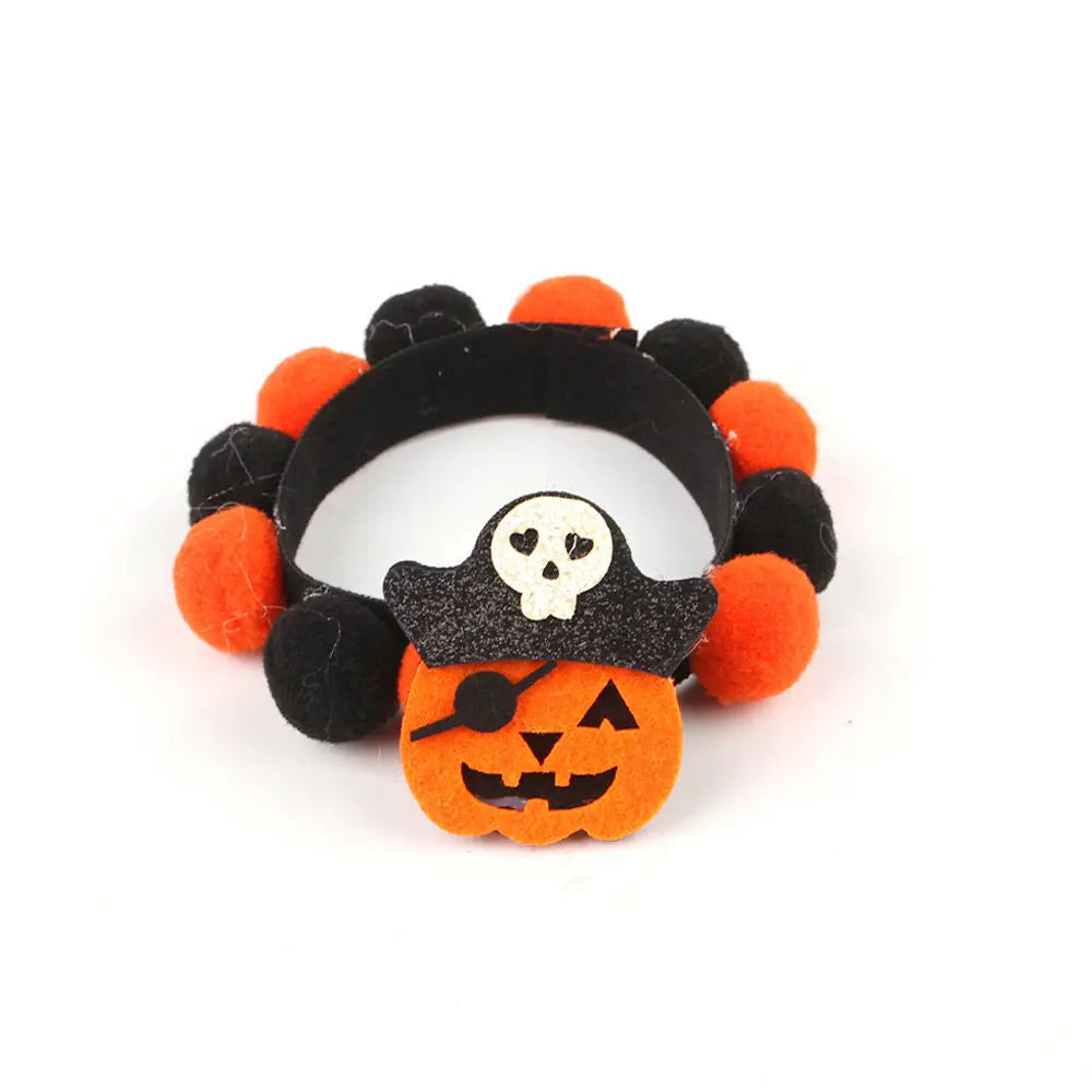 Halloween Pet Fur Ball Collar Pumpkin Accessories - EX-STOCK Canada