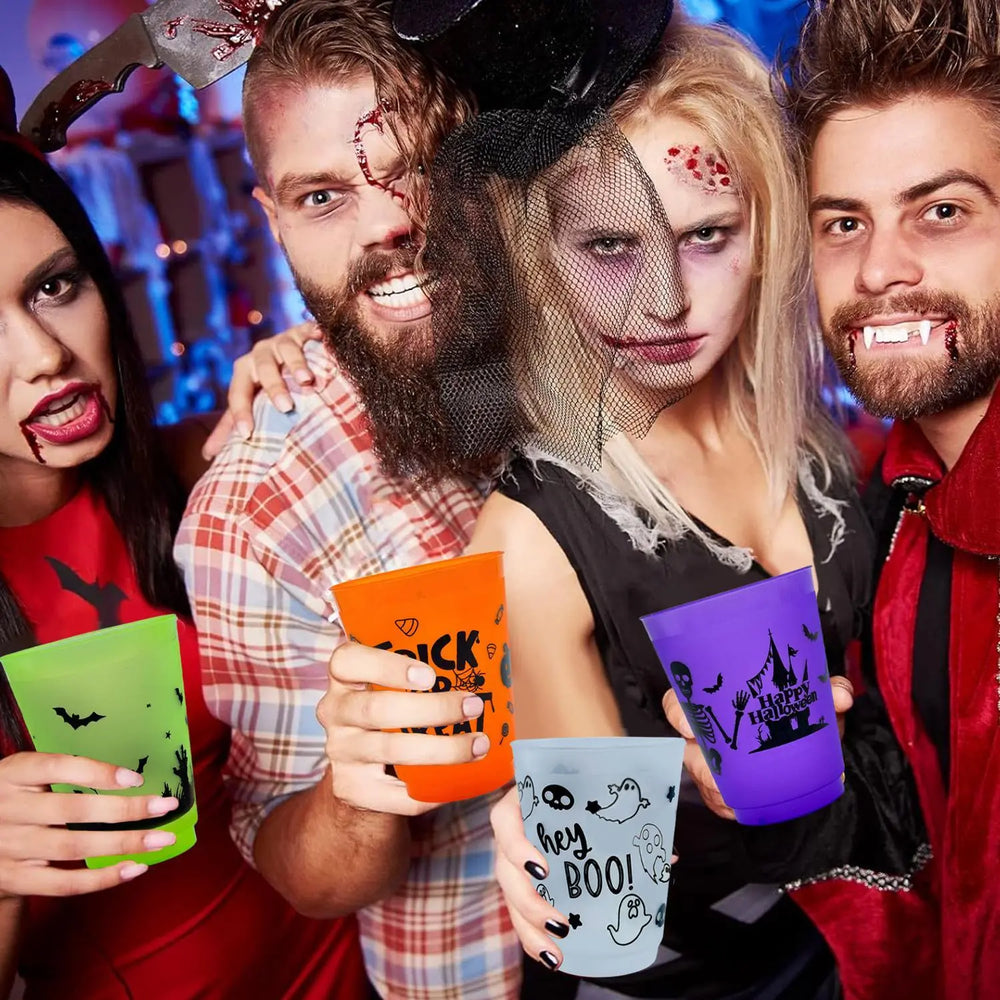 Halloween cups A Pack Of 8 Halloween Plastic Cups With Patterns. - EX-STOCK Canada