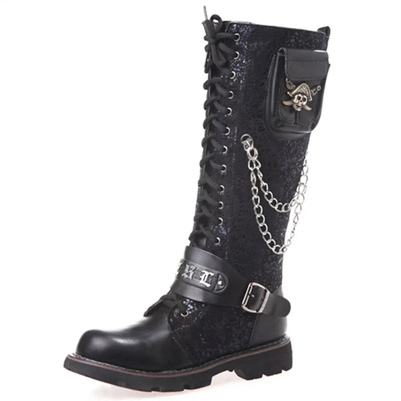 High Riding Boots Men's Frosted Locomotive Long Barrel Rock Punk EX-STOCK Canada