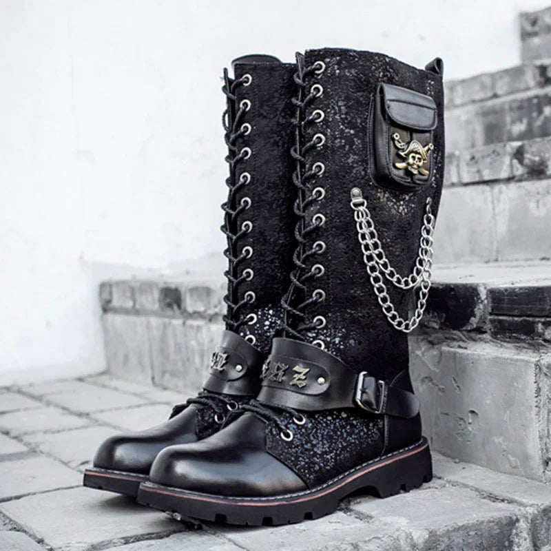 High Riding Boots Men's Frosted Locomotive Long Barrel Rock Punk EX-STOCK Canada