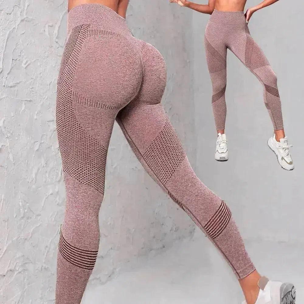 Pantaloni da yoga a vita alta senza soluzione di cucitura, pantaloni da donna a righe a punti con stampa, leggings per il sedere, fitness Running Sport Gym Legging - EX-STOCK Canada