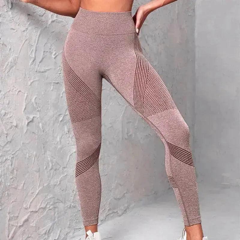 Pantaloni da yoga a vita alta senza soluzione di cucitura, pantaloni da donna a righe a punti con stampa, leggings per il sedere, fitness Running Sport Gym Legging - EX-STOCK Canada