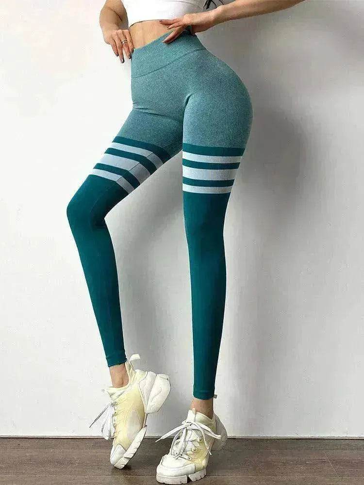 High Waist Stripe Fitness Leggings for Gym & Yoga - EX-STOCK Canada