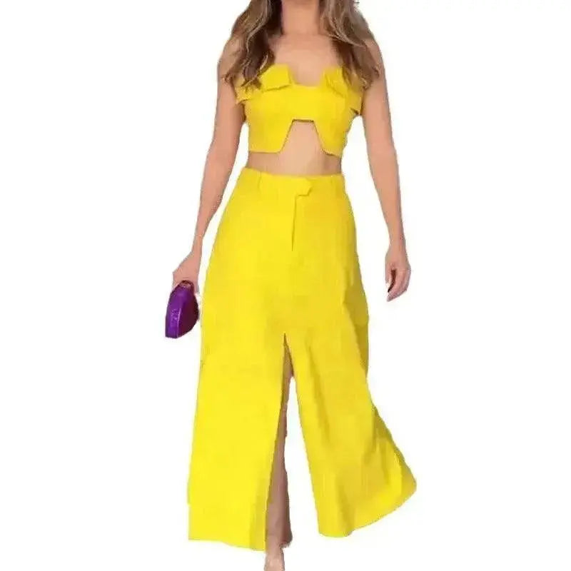 High Waist Wide Leg Dress Suit Women Two piece. - EX-STOCK Canada